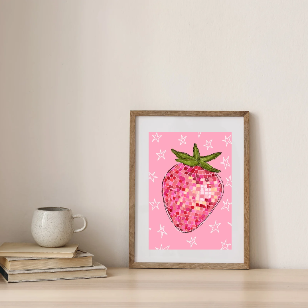 Strawberry Disco Star Print