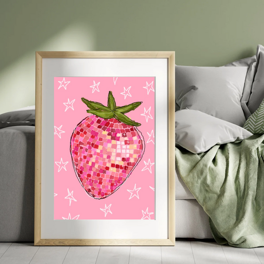 Strawberry Disco Star Print