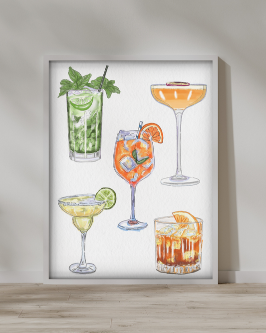 Cocktail Collage Classic Print