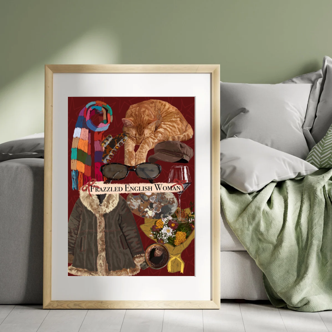 Frazzled English Woman Collage Print